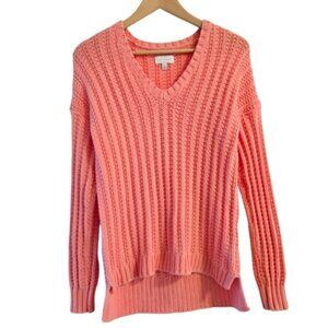 Lucky Brand Women's Sweater Size Small Peach Pink V Neck Long Sleeves Bohemian